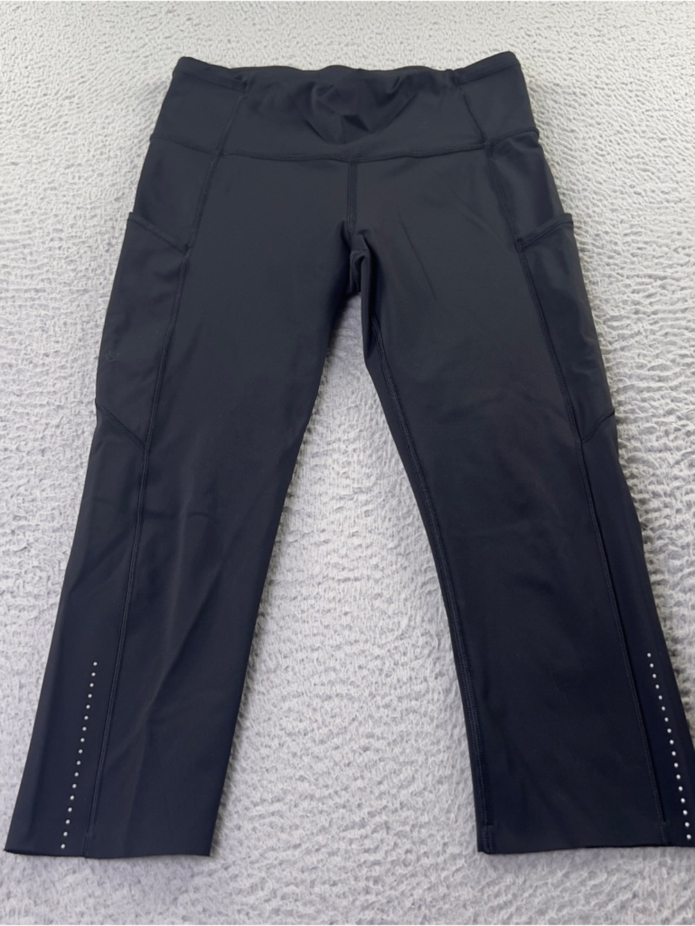 Lululemon Fast Free Cropped Leggings Womens 8 Black Athletic Workout Gym Pull On
